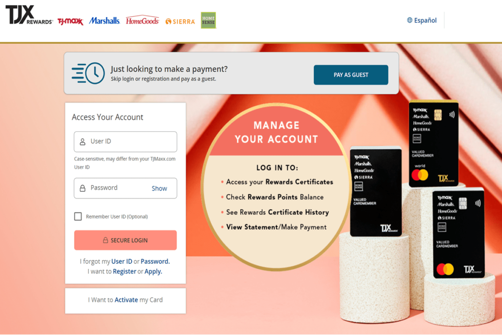 TJ Maxx Credit Card login