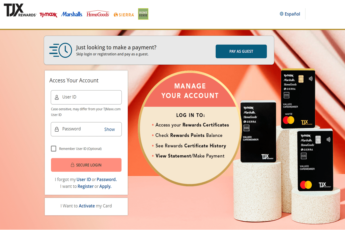 TJ Maxx Credit Card login